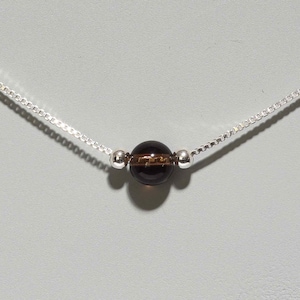 Natural Smoky Quartz Bead with Adjustable Chain in 925 Sterling Silver Pendant Necklace