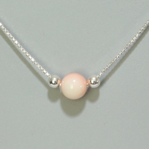 Natural Conch Shell Bead with 925 Sterling Silver Chain Choker Pendant Necklace