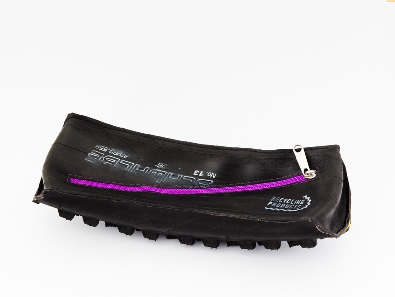 Pencil case made of tire & inner tube purple image 1