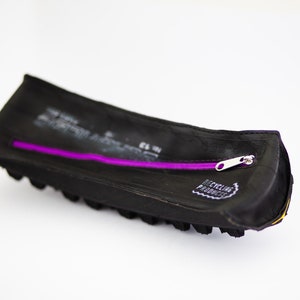 Pencil case made of tire & inner tube purple image 2