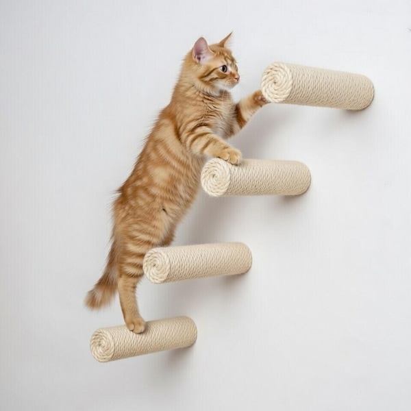 Sisal Climbing Step, Wall Post Stairs for Cats, Catwalk ORIGINAL made of wood