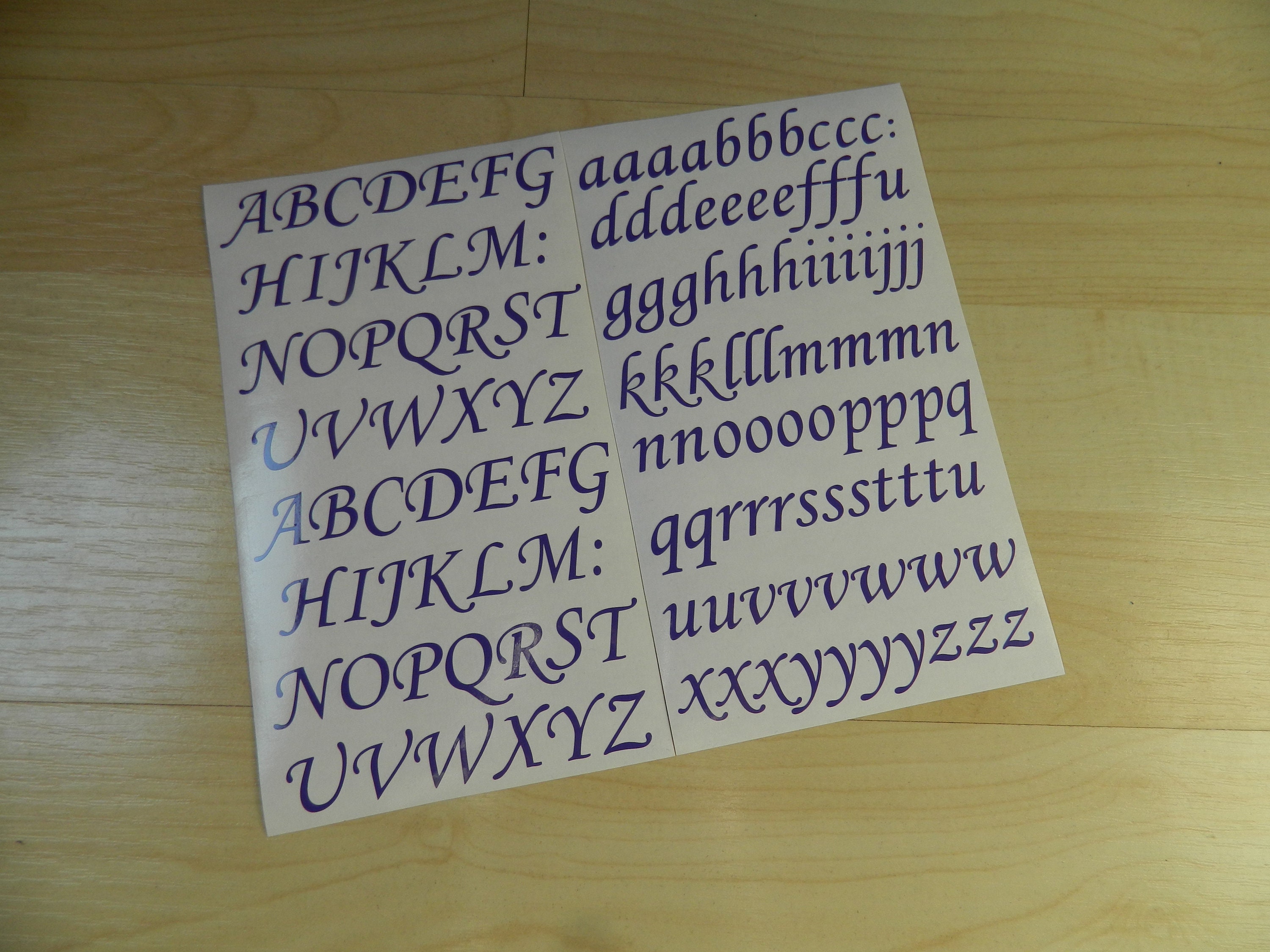 Corsiva Font Alphabet Sticky Back Vinyl Letters for crafts 15, 20, 30