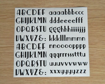 Sticky Back Vinyl Letters Art Deco Font Alphabet  15 to 40mm