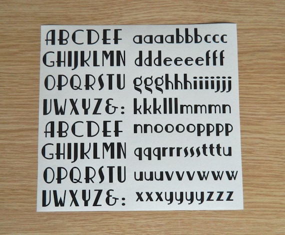 Sticky Back Vinyl Letters Art Deco Font Alphabet  15 to 40mm