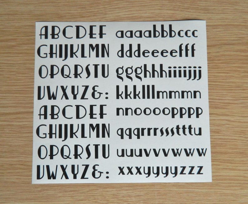 Sticky Back Vinyl Letters Art Deco Font Alphabet 15 to 40mm afbeelding 1