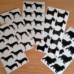 Dogs Silhouette Stickers choose breed 1 sheet of each sticky back vinyl