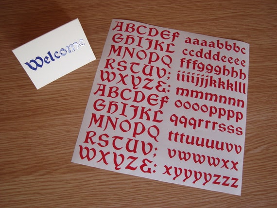 Calligraphy Font Alphabet Sticky Back Vinyl Letters for Crafts 15, 20, 30  or 40mm 