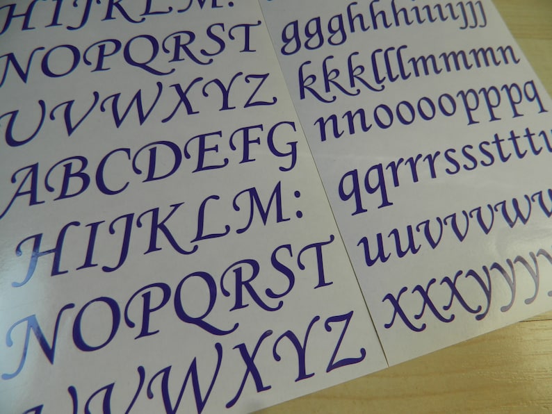 Corsiva Font Alphabet Sticky Back Vinyl Letters For Crafts 15 Etsy