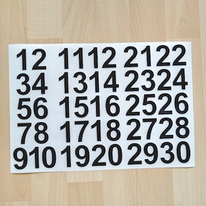 Sticky Numbers 1-30 Arial Bold Font  Vinyl Decals, Crafting, Signs 10-50mm