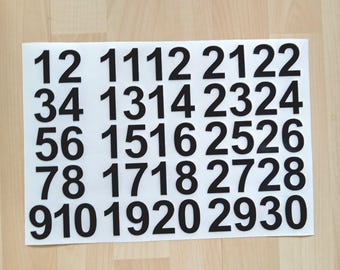 Arial Bold Vinyl Numbers 1-30: Sticky Back Decals, Crafting, Signs 10-50mm