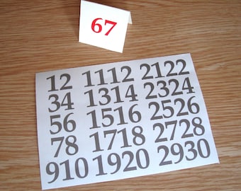 Sticky Numbers Serif Font 1-30 Vinyl 10 to 50 mm