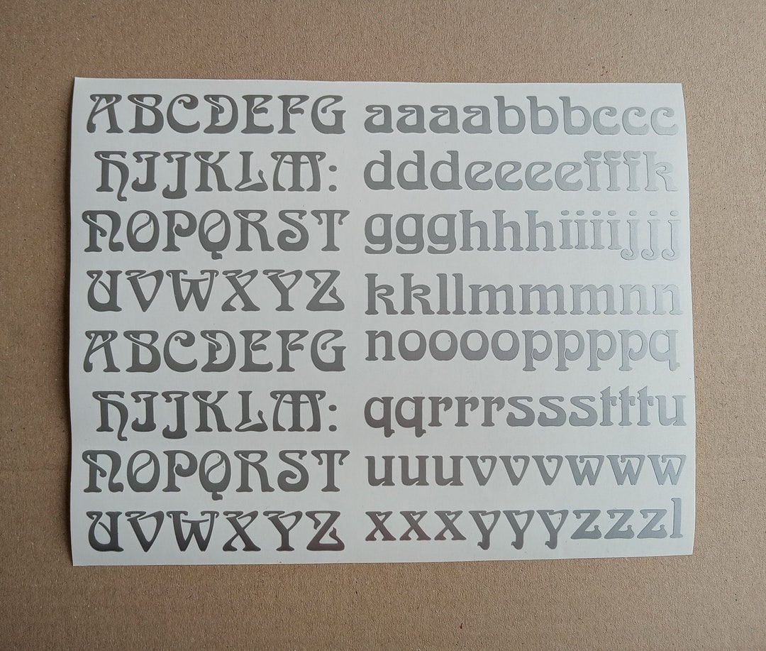 Nouveau Font Alphabet Sticky Back Vinyl Letters for Crafts 15, 20, 30