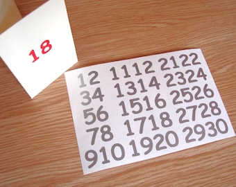 Comic Sans Font Numbers 1-30 Sticky Back Vinyl 10 to 50 mm high