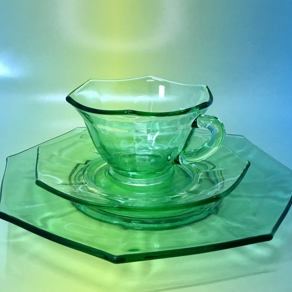 Uranium Glass Tea Set Etsy