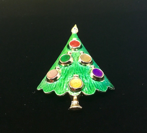 1960s ChristmasTree Brooch Pin - image 1