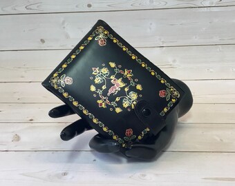Cupid NASH Saddle Calf Leather Mid Century Black & Gold Billfold Wallet
