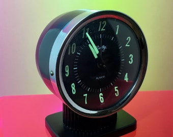 Bradley Winding Black & Chrome Alarm Clock Made in Japan