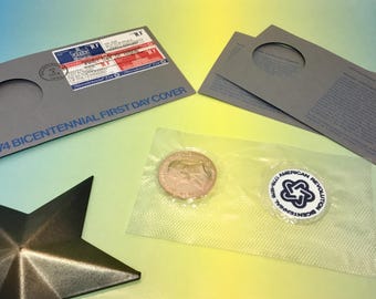 Gold John Adams 1974 American Revolution Bicentennial First Day Cover Collectors Commemorative Medal