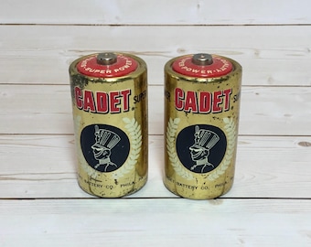 Gold CADET Size D Mid Century Battery Pair