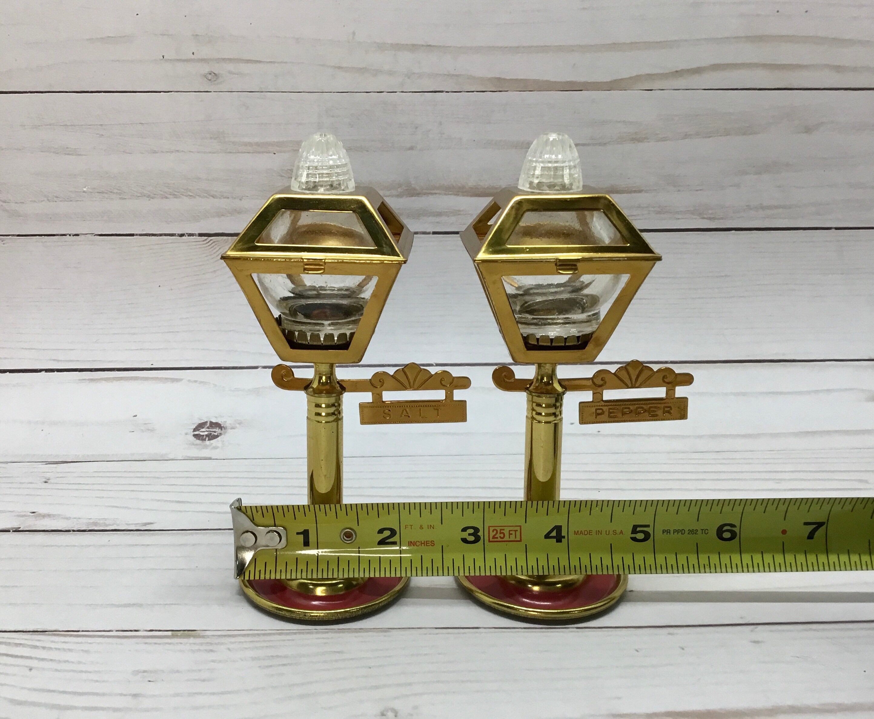 1950s Metal/Glass Lamp Post Salt & Pepper Shaker Set Etsy