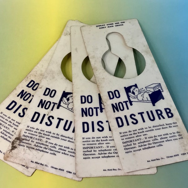 Maid/Do Not Disturb Vintage Hotel Door Knob Hanging Sign Set of 4