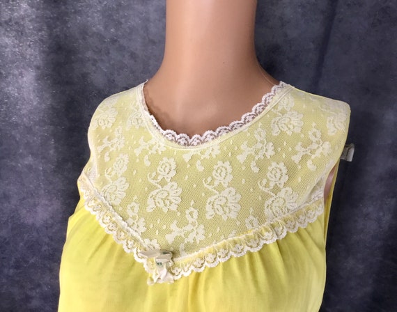 Yellow Nylon Lace Babydoll Style Vintage Lingerie - image 1