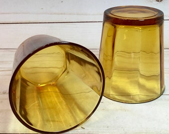 Amber Paneled 3 Inch Tumbler Set of 2 Glasses