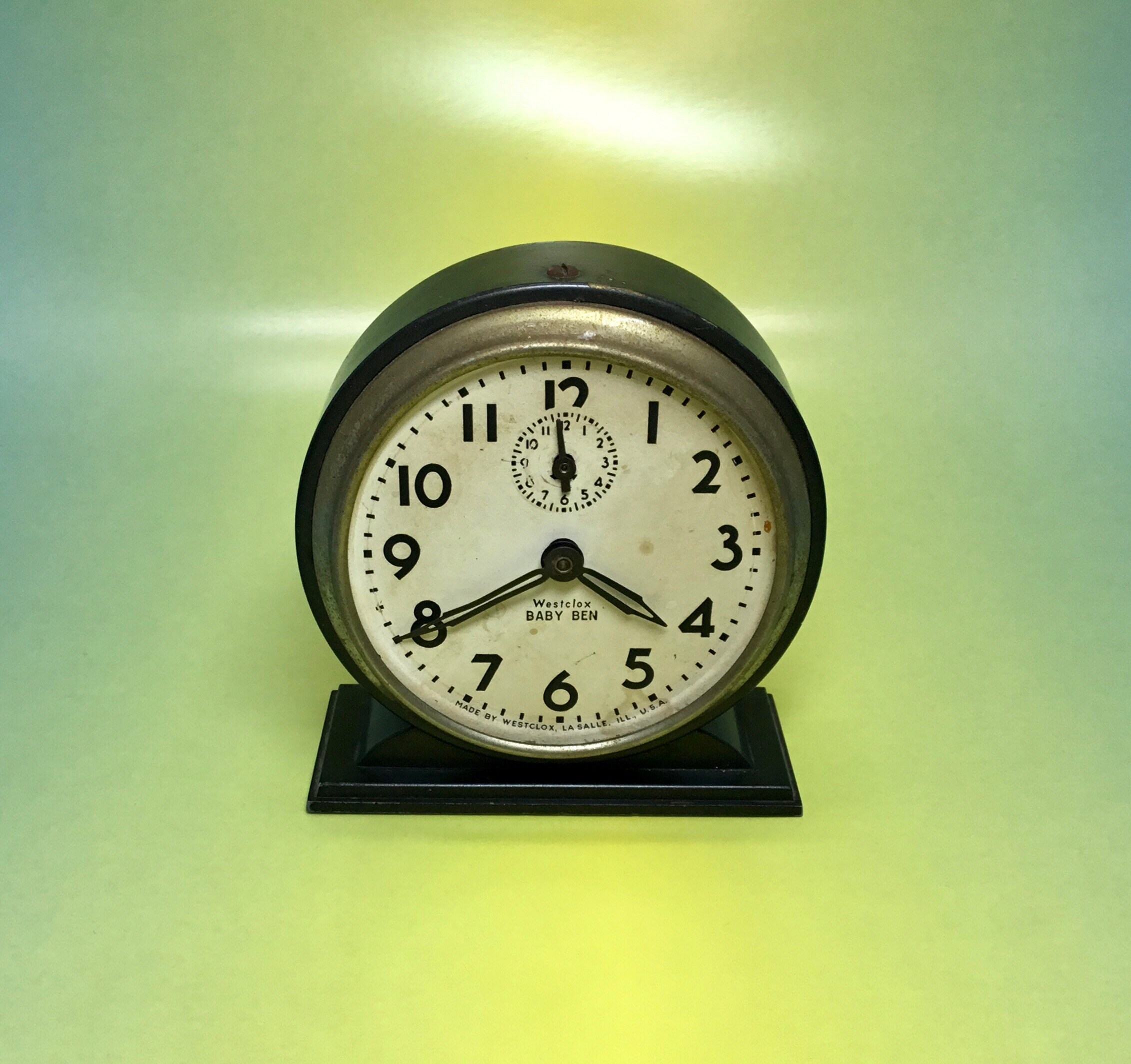 Vintage Westclox Baby Ben Alarm Clock Luminous Brown Face