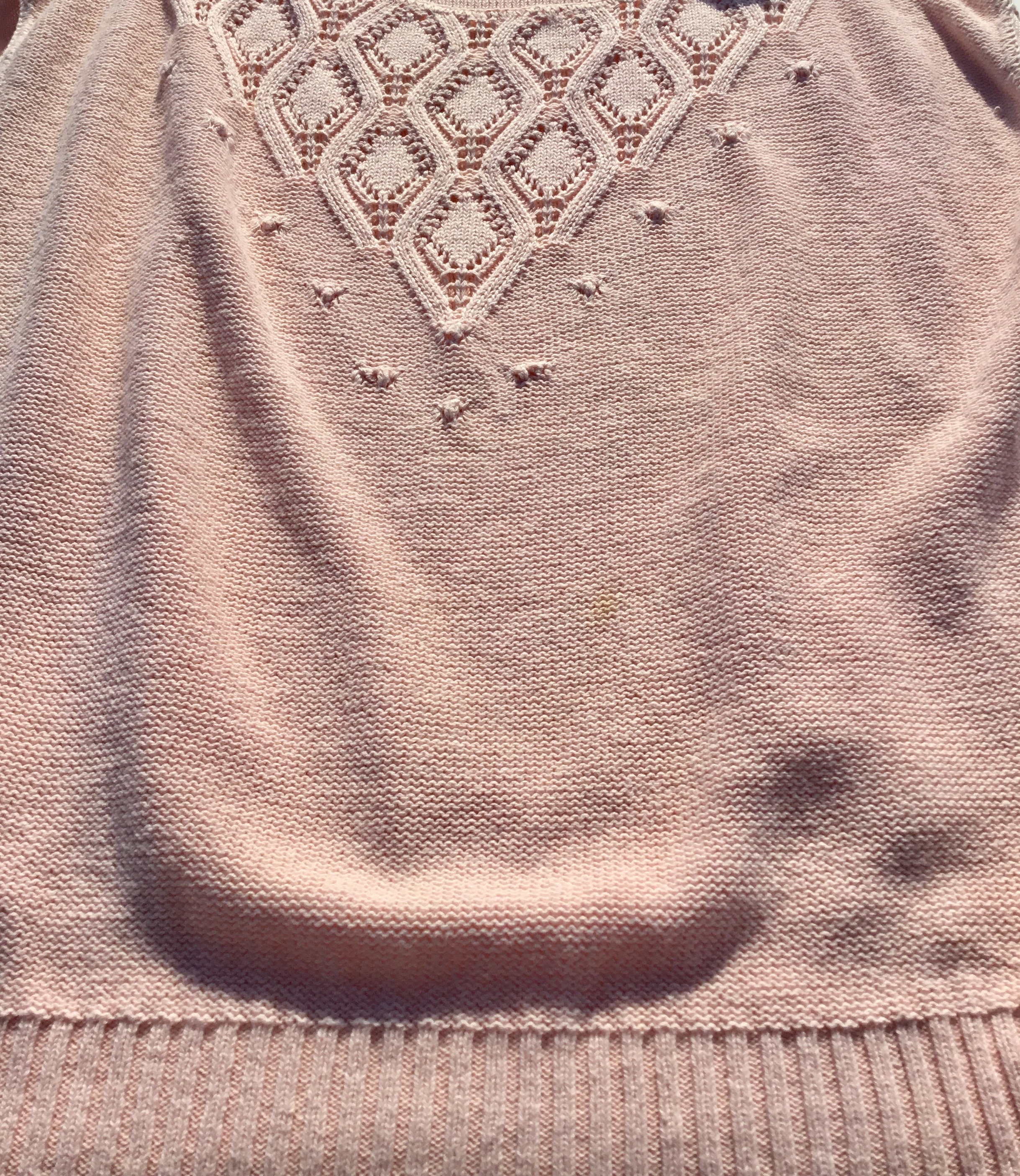 Cuddle Knit Peachy Pink 1970's Knit Sweater 100% Cotton Made in