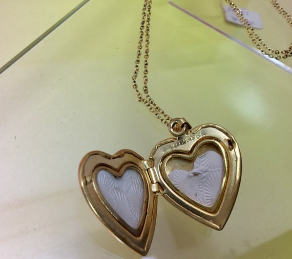 1-20 12Kt Gold Filled Etched Heart Locket #2440 - image 4