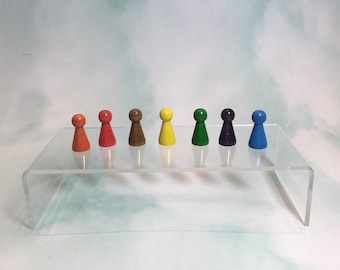 Colorful Wooden Game Pawns Set of 7 Vintage 1980’s