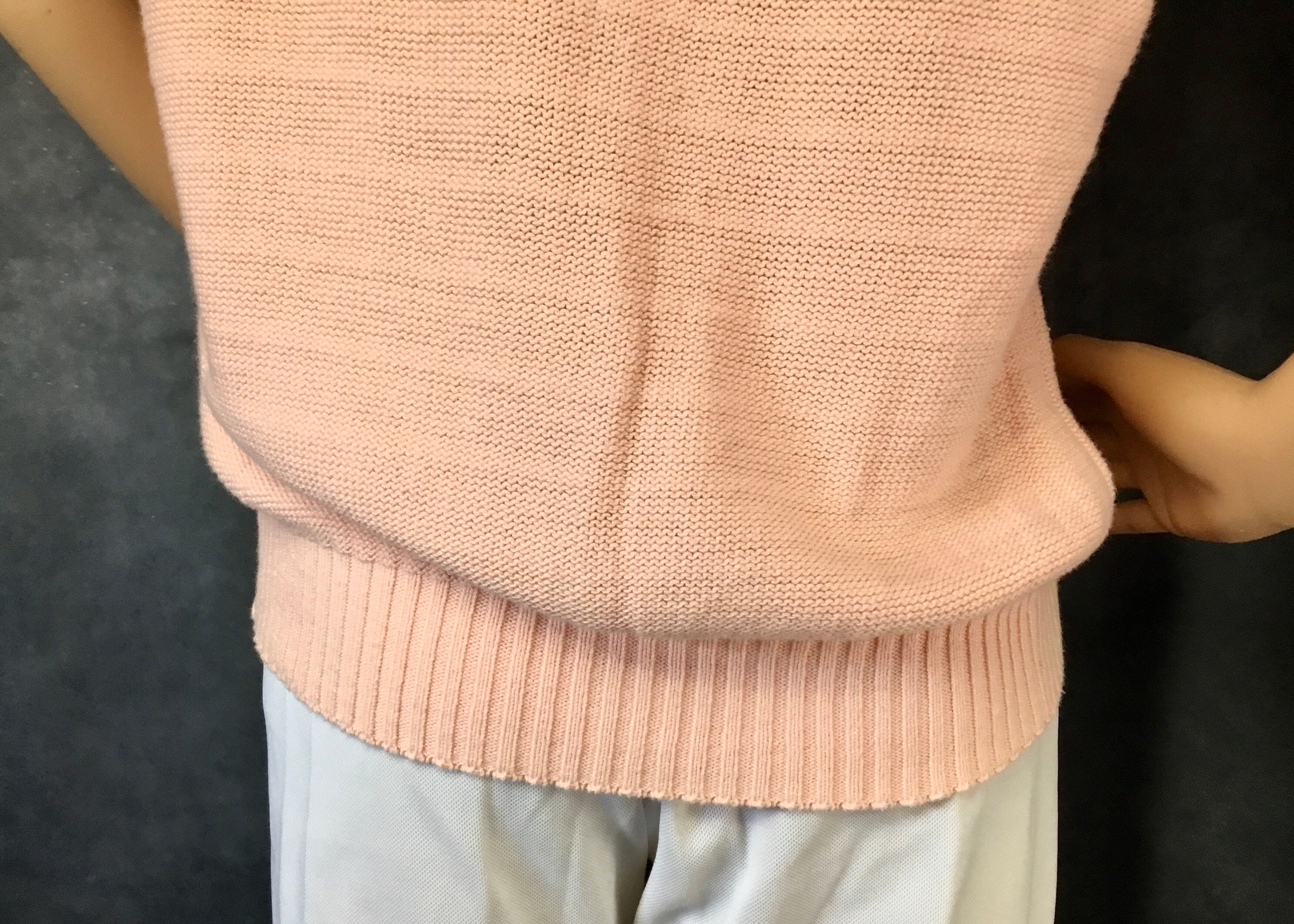 Cuddle Knit Peachy Pink 1970's Knit Sweater 100% Cotton Made in