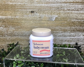 Vintage J&J Baby Cream 2 1/8 oz. Milk Glass Jar Full