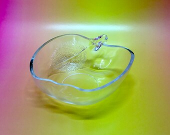 Crystal Apple Candy Dish Vintage