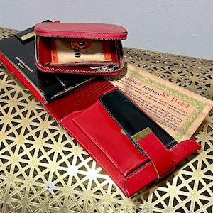 Cartera de cuero rojo Samson n.° 614 y llavero n.° 344, conjunto vintage de mediados de siglo
