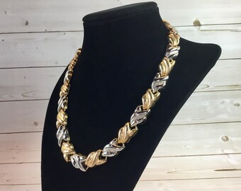 Gold & Silver Link Chain Vintage Necklace