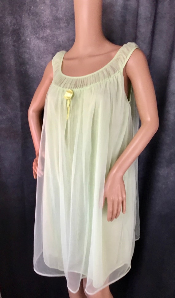 Seafoam Green Sheer Nylon Babydoll Style Vintage N