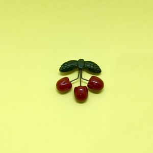 1930s Triple Cherries Rare Bakelite Brooch Pin