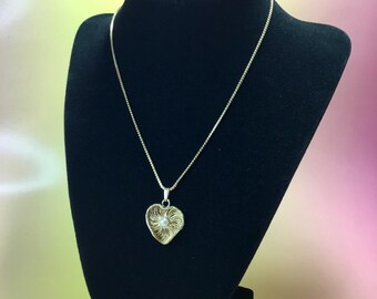 Gold Wire Heart With Pearl Accent Mid Century Vintage
