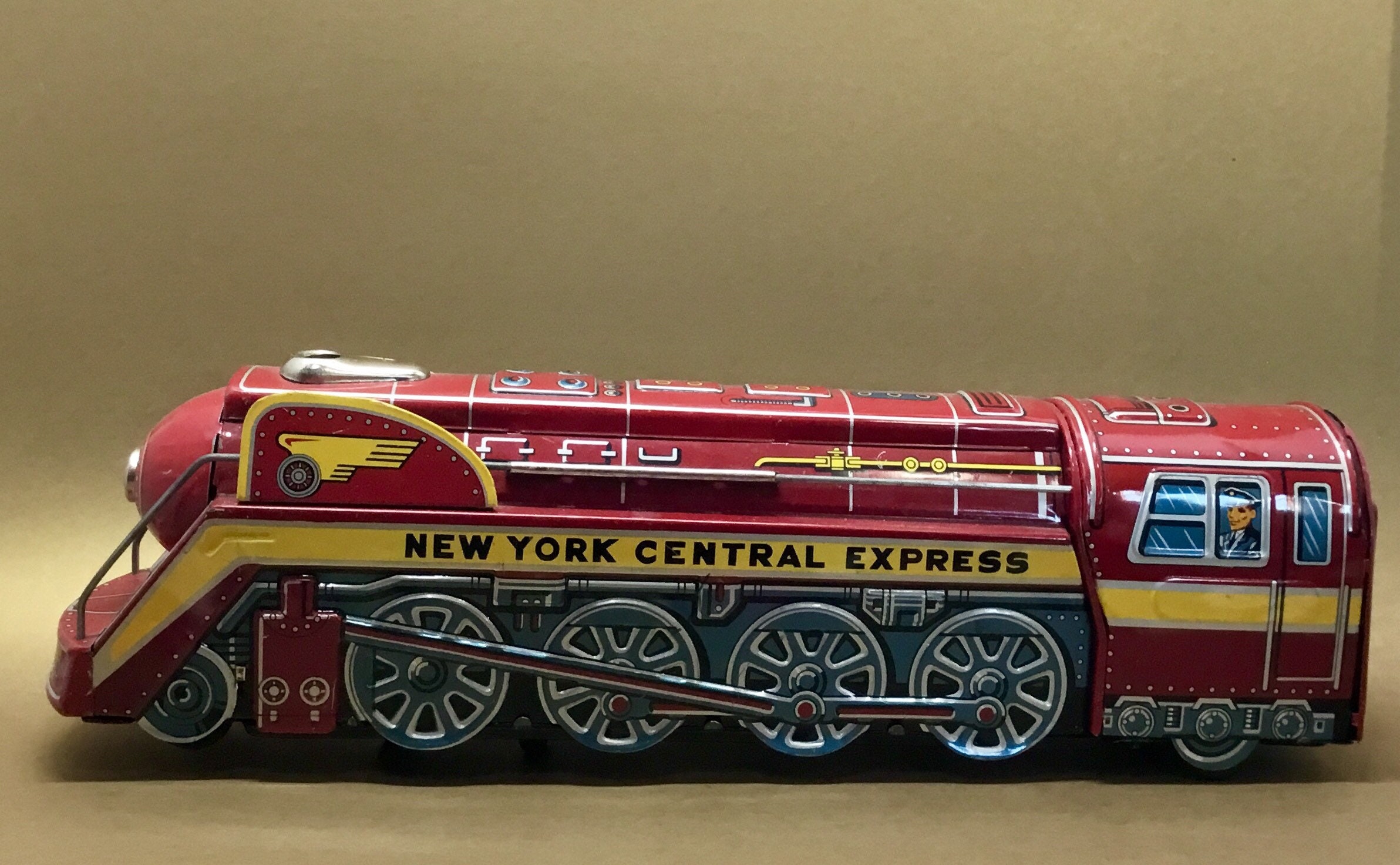 Modern Toys Tin Red New York Central Express Tin Litho Train Modern Toys Tin Red New York Central Express Tin Litho Train