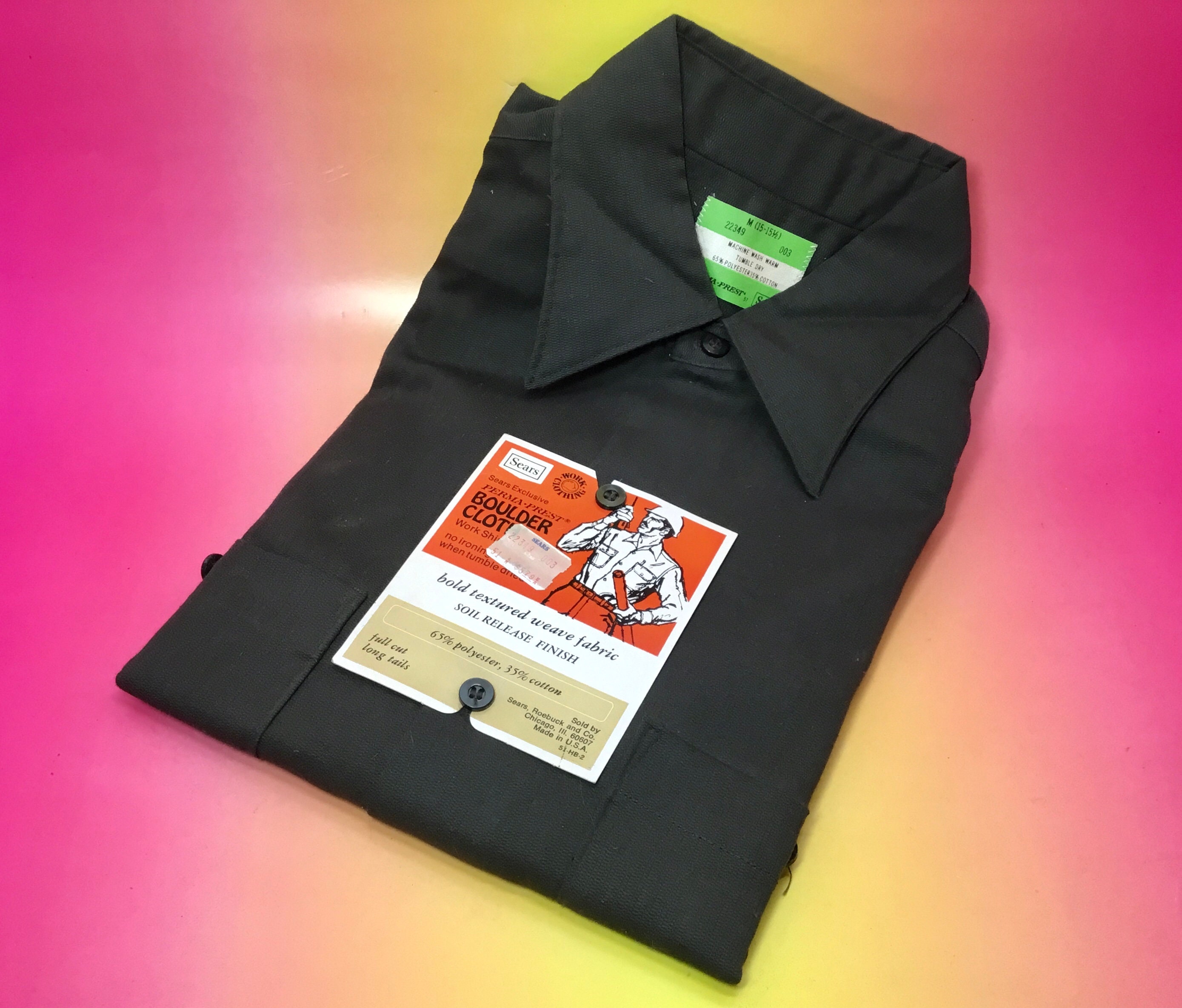Vintage XL SEARS PERMA PREST シャツ Vintage 80's Sears Perma-Prest Button Up Work Shirt