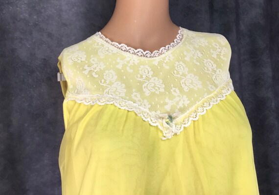 Yellow Nylon Lace Babydoll Style Vintage Lingerie - image 5