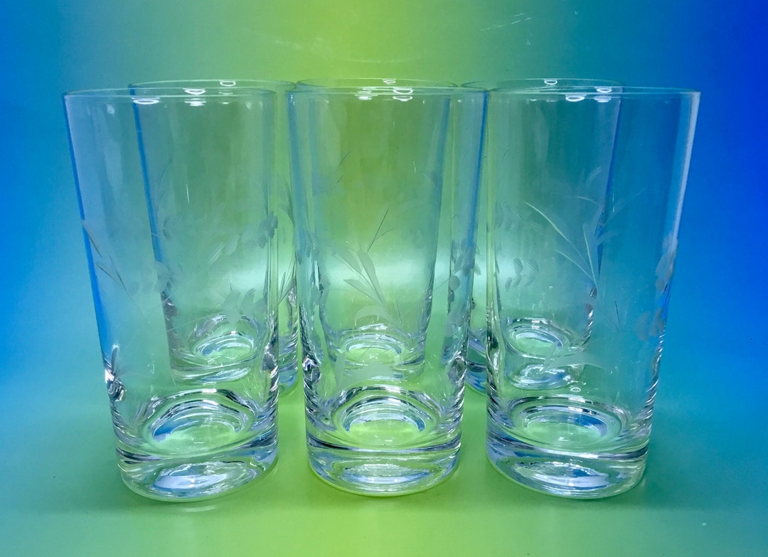 Cut Glass Tumblers Mid Century Set of 6 Etsy