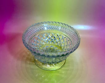 Wexford Pedestal Diamond Cut Candy Dish by Anchor Hocking Vintage 1970’s