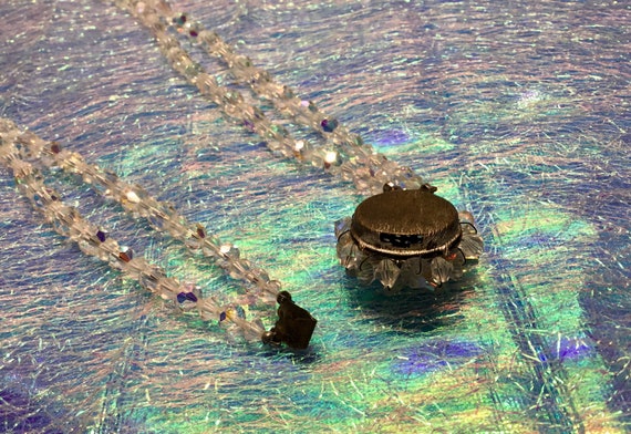 Aurora Borealis Double Strand Necklace & Clip Bac… - image 7