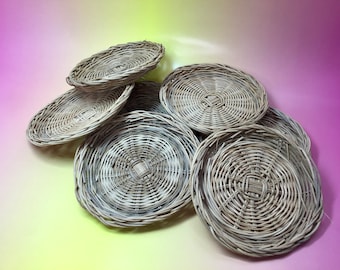 Wicker Small Paper Plate Holders Set of 7