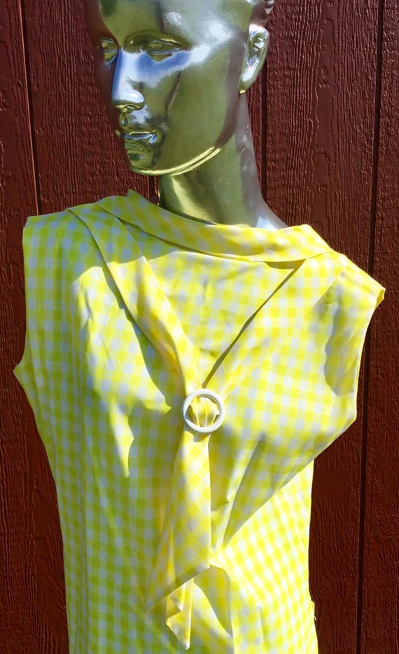 1950s Yellow & White plaid dress