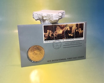 Thomas Jefferson 1976 Bicentennial First Day Cover Gold Commemorative Medal Collectors Coin