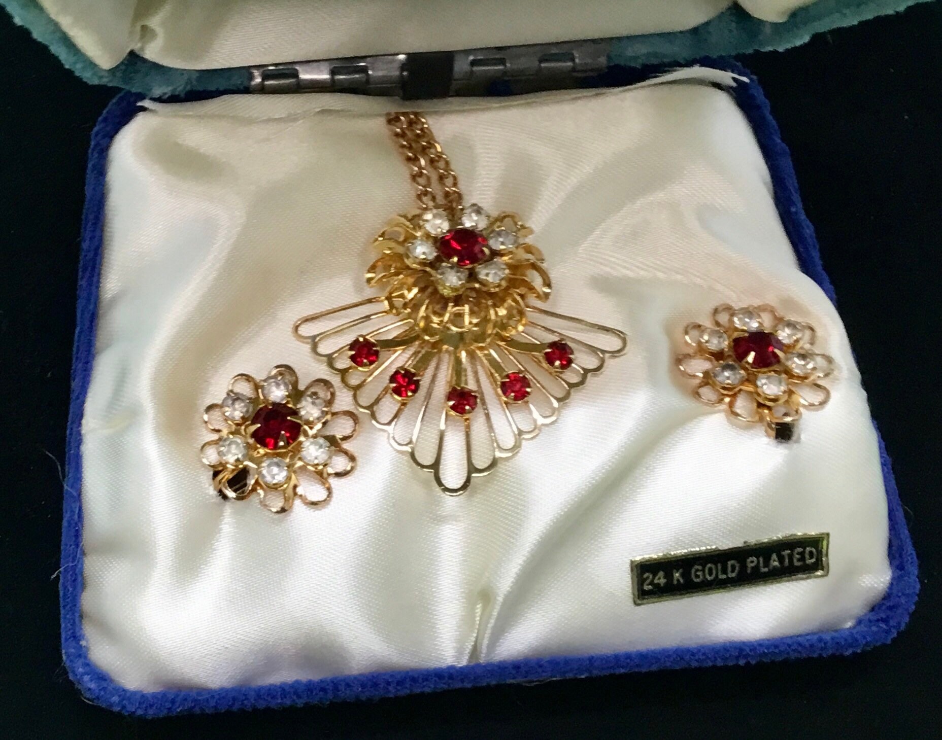 1950's JoAnne Jewels of Elegance 24 Karot Gold Plated Red  Etsy