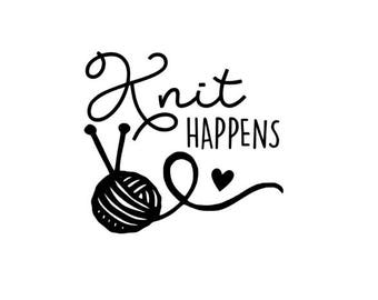 Knit Happens Knitting Vinyl Decal Sticker